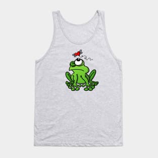 Mischievous green frog chasing the mosquito of love Tank Top